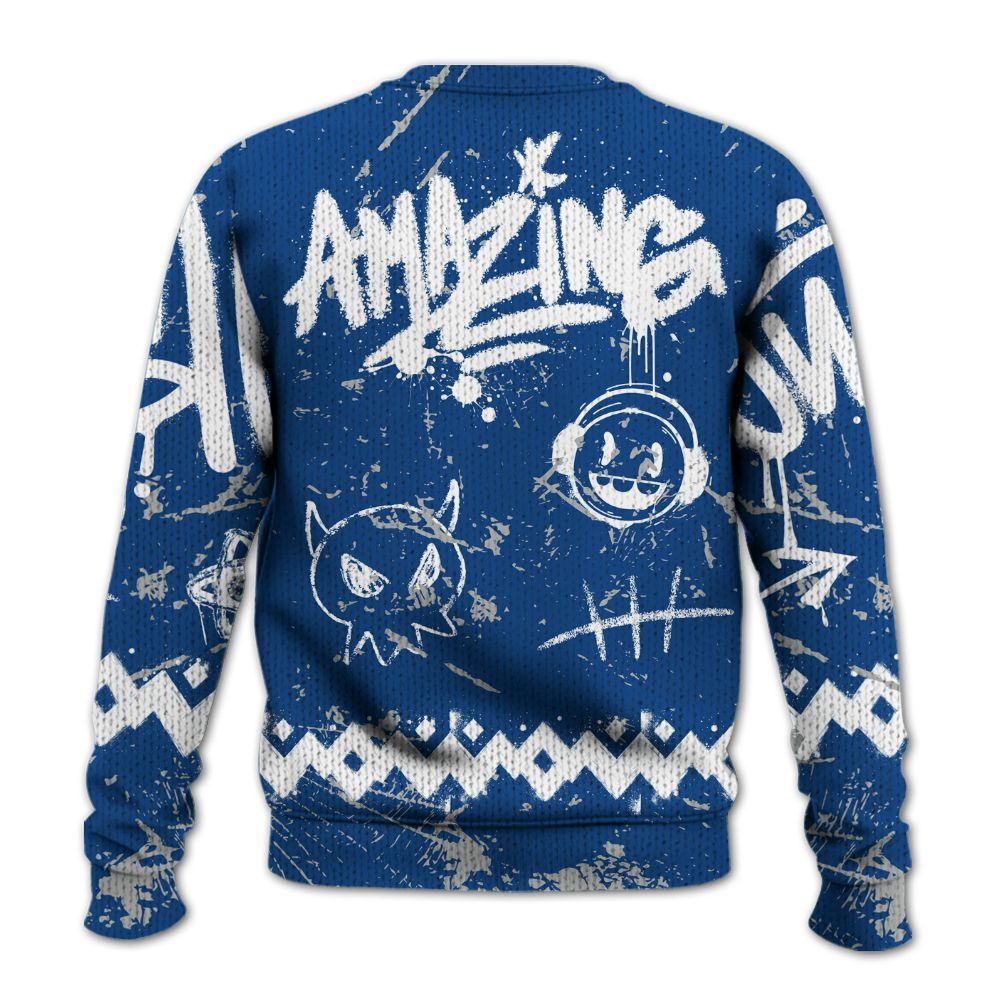 Knitted Sweater To Match Air Ship Royal Blue - Friday Sneaker Crayon