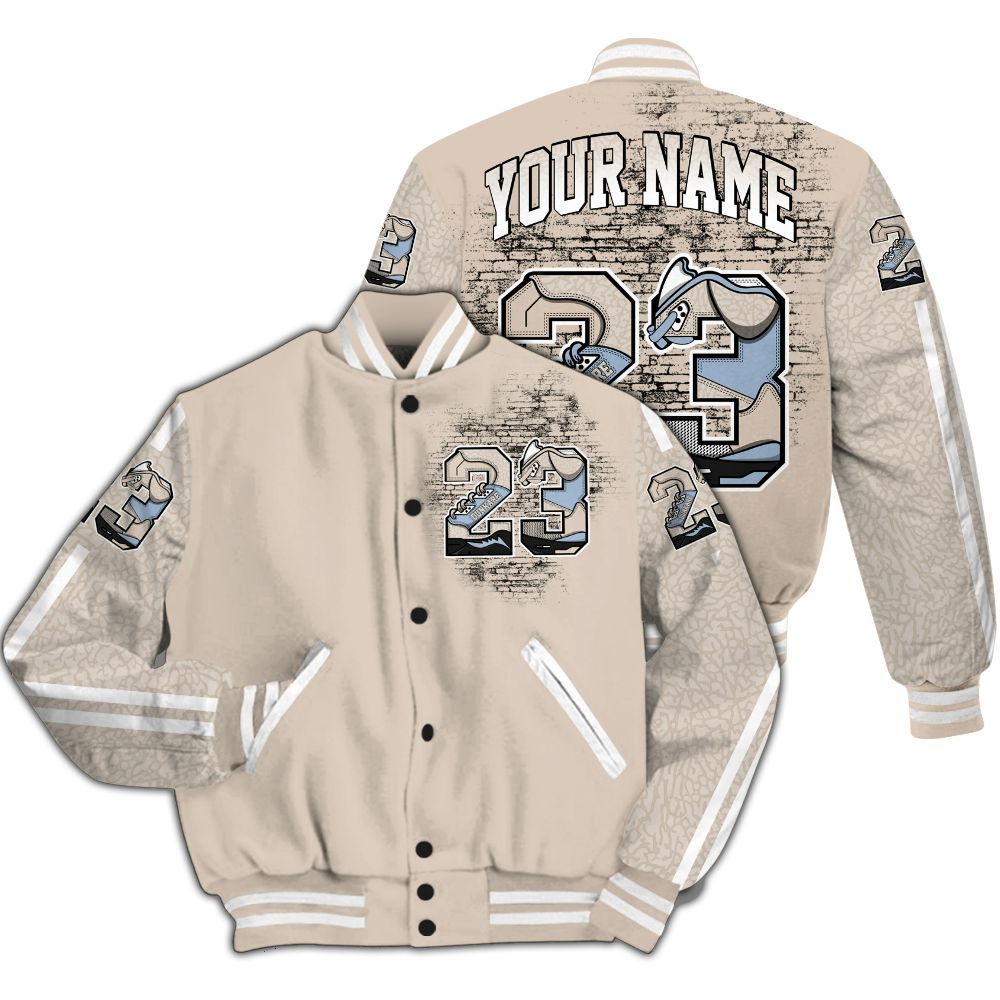 Varsity Jacket To Match Desert Sand 3s - Custom Name Number 23 5s All Over Print