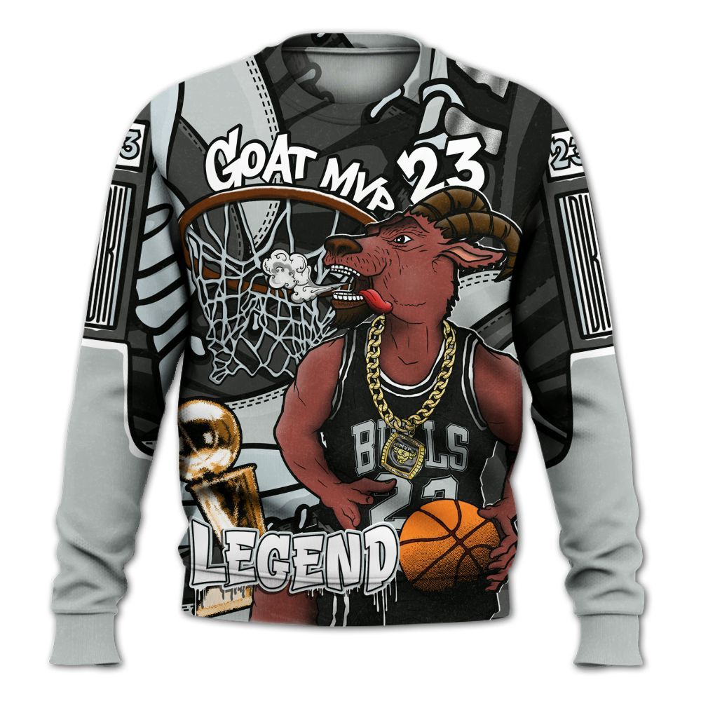 Sweatshirt To Match Black Wolf Grey 12s - 23 Goat JD 12s All Over Print