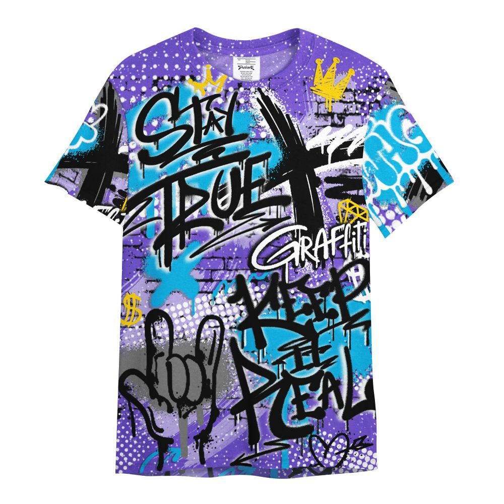 Shirt To Match Retro Aqua 8s - True It Real Graffiti Streetwear All Over Print