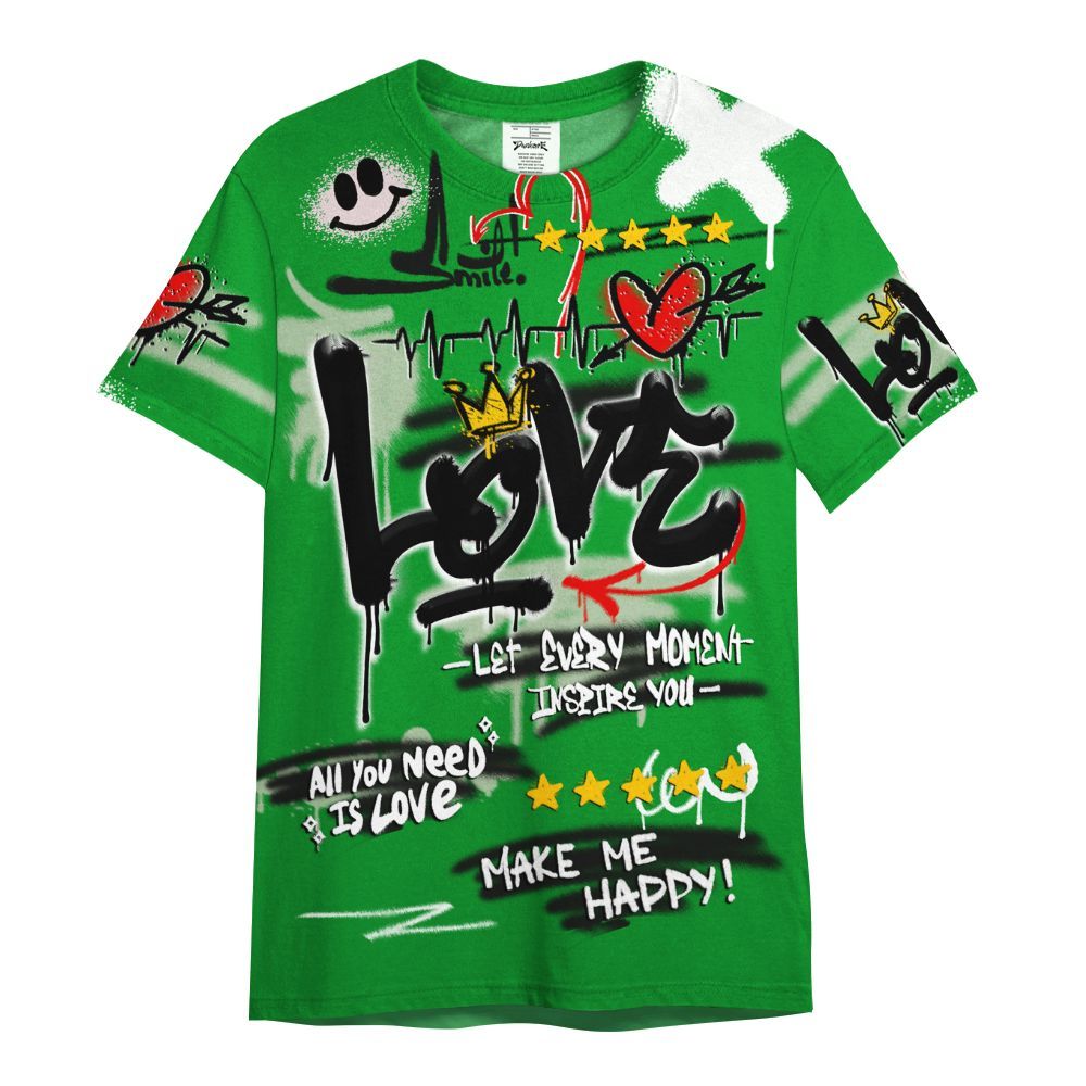 Shirt To Match Green Spark CJ1 T-Rex - Happy Love Beats Graffiti Streetwear All Over Print