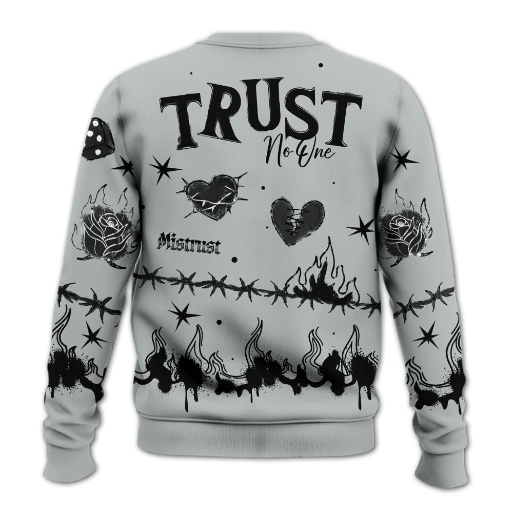 Sweatshirt To Match Black Wolf Grey 12s - Trust No One Snake-Bite Doodle Crayon All Over Print