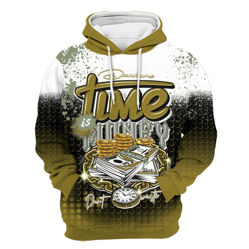 Hoodie To Match Air Flightposite Metallic Gold - Halftone Time Is Money All Over Print