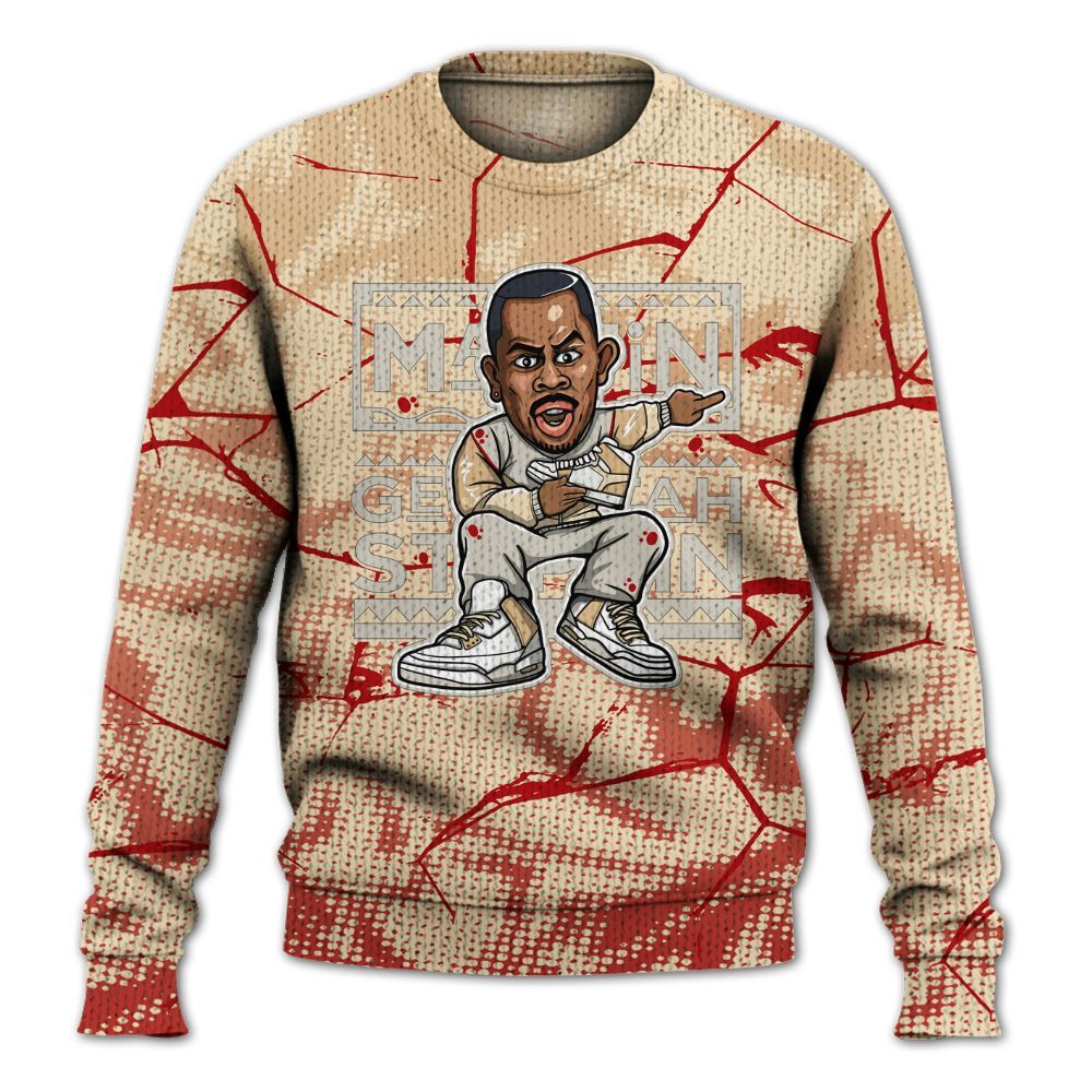 Knitted Sweater To Match Dunk Low Strawberry Waffle - Get Tag Sneakers Steppin' Graphic Crack