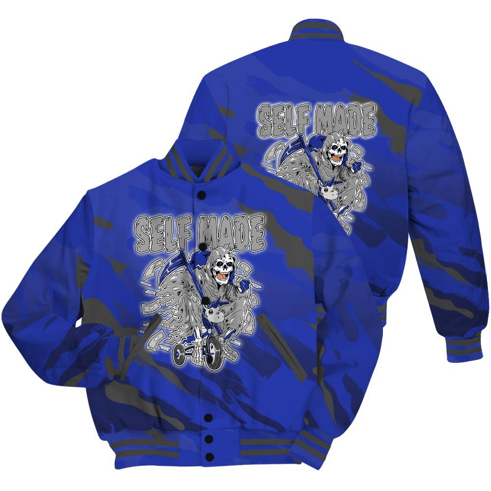 Varsity Jacket To Match Air Max Plus Black Racer Blue Shirt - Self Make Skeleton Colored All Over Print