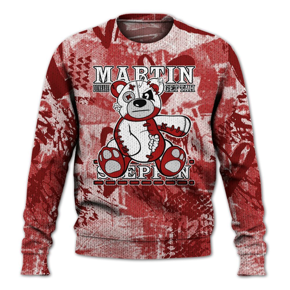 Knitted Sweater To Match Red Taxi 12s - Tah Steppin Bear Heart Grunge