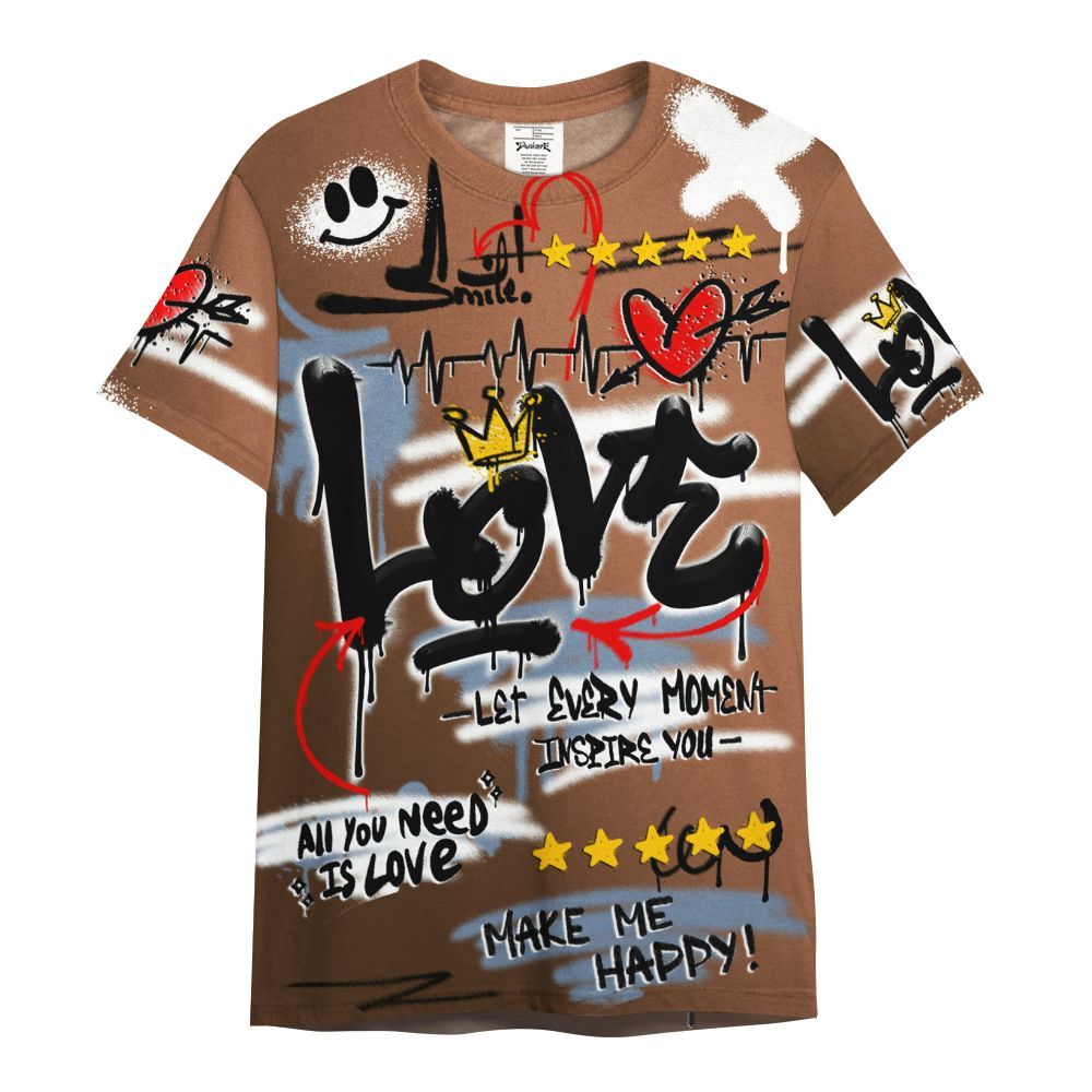 Shirt To Match Air Foamposite Metallic Copper - Happy Love Beats Graffiti Streetwear All Over Print