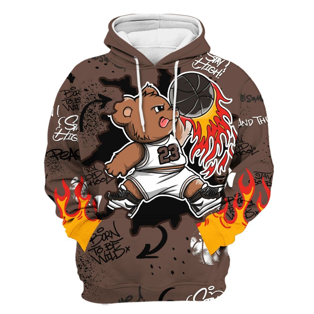 Hoodie To Match Air Force 1 Low Escape - Number 23 Basketball Bear Custom Name All Over Print