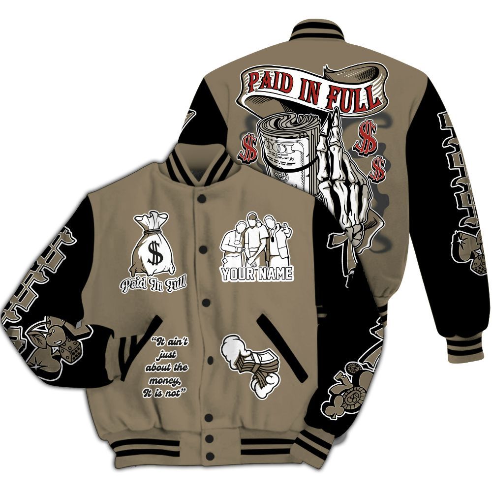 Varsity Jacket To Match Olive 9s - Paid In Full Baseball Varsity Jacket Custom Name All Over Print