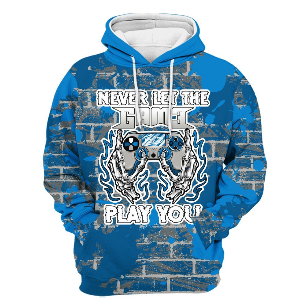 Hoodie To Match Industrial Blue 4s - PlayGame Skull Brick All Over Print