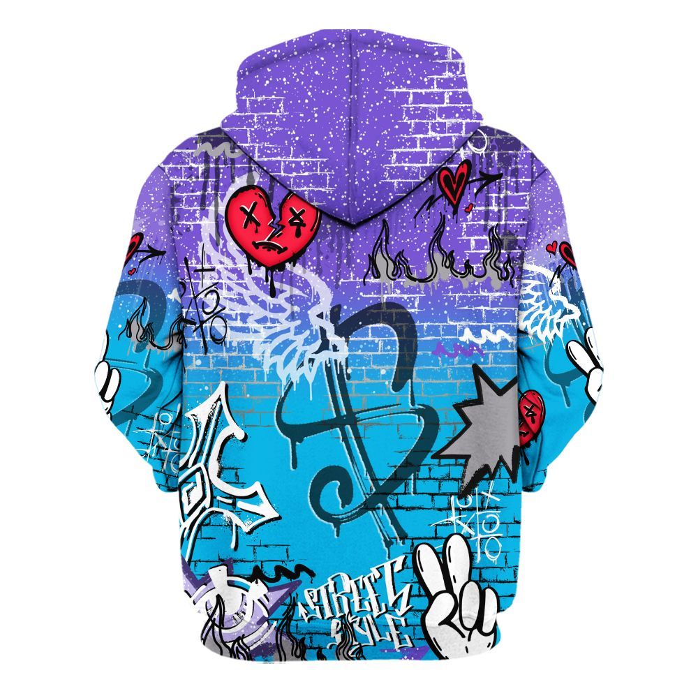 Hoodie To Match Retro Aqua 8s - Been Dif2erent Drip Graffiti All Over Print