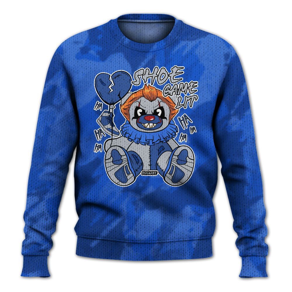 Knitted Sweater To Match Air Foamposite One Royal - Shoe Game Bear Abstract Halftone