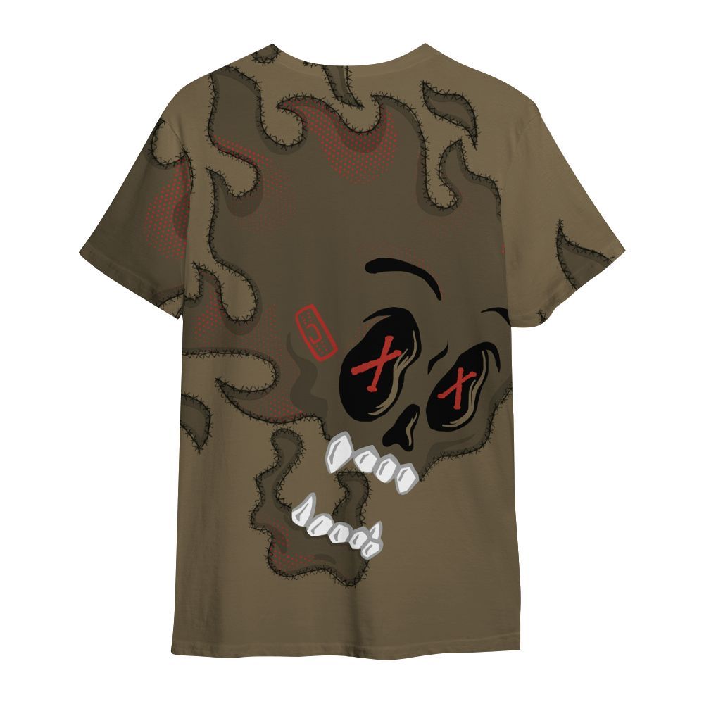 Shirt To Match Olive 9s - All Hustle No Lucky Skull All Over Print