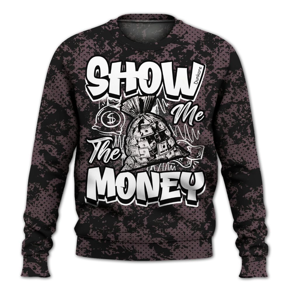 Sweatshirt To Match AMM Black 3s - Show Me The Money Retro All Over Print