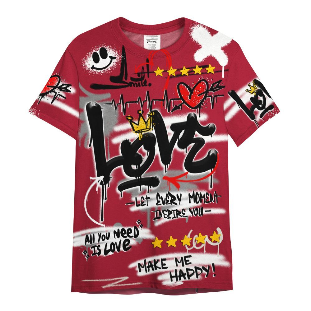 Shirt To Match High OG Black Toe Reimagined 1s - Happy Love Beats Graffiti Streetwear All Over Print