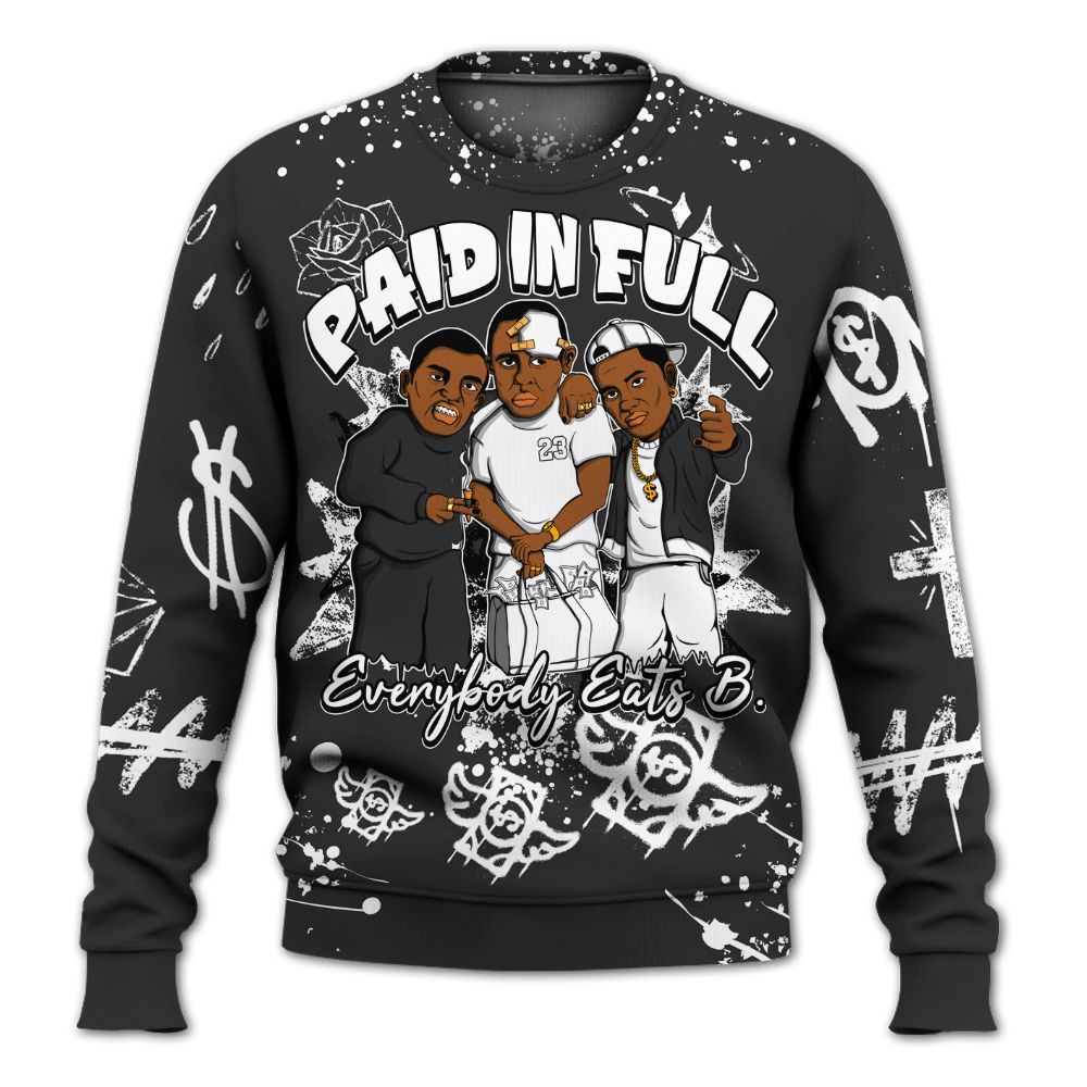 Sweatshirt To Match White Thunder 4s - Everybody Paid In Full Crayon All Over Print