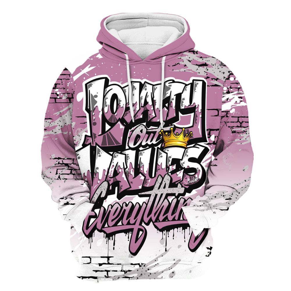 Hoodie To Match Neutral Grey Black White Orchid 4s - Values Of Loyalty Drip All Over Print