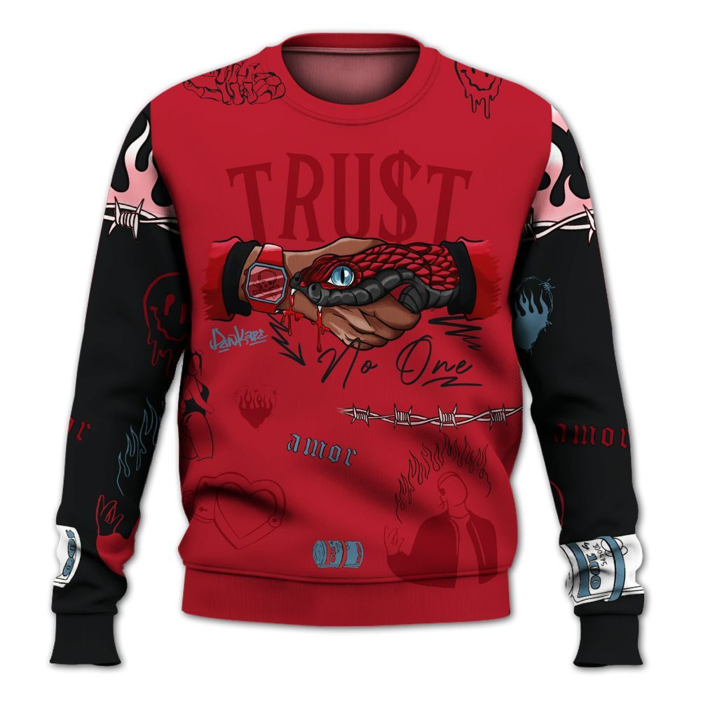 Sweatshirt To Match Retro Raging Bull 5s - Snake Trust No One All Over Print