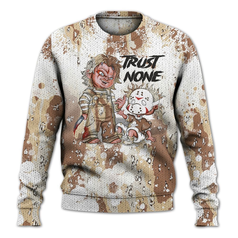 Knitted Sweater To Match Desert Camo 3s - Trust No One Scary