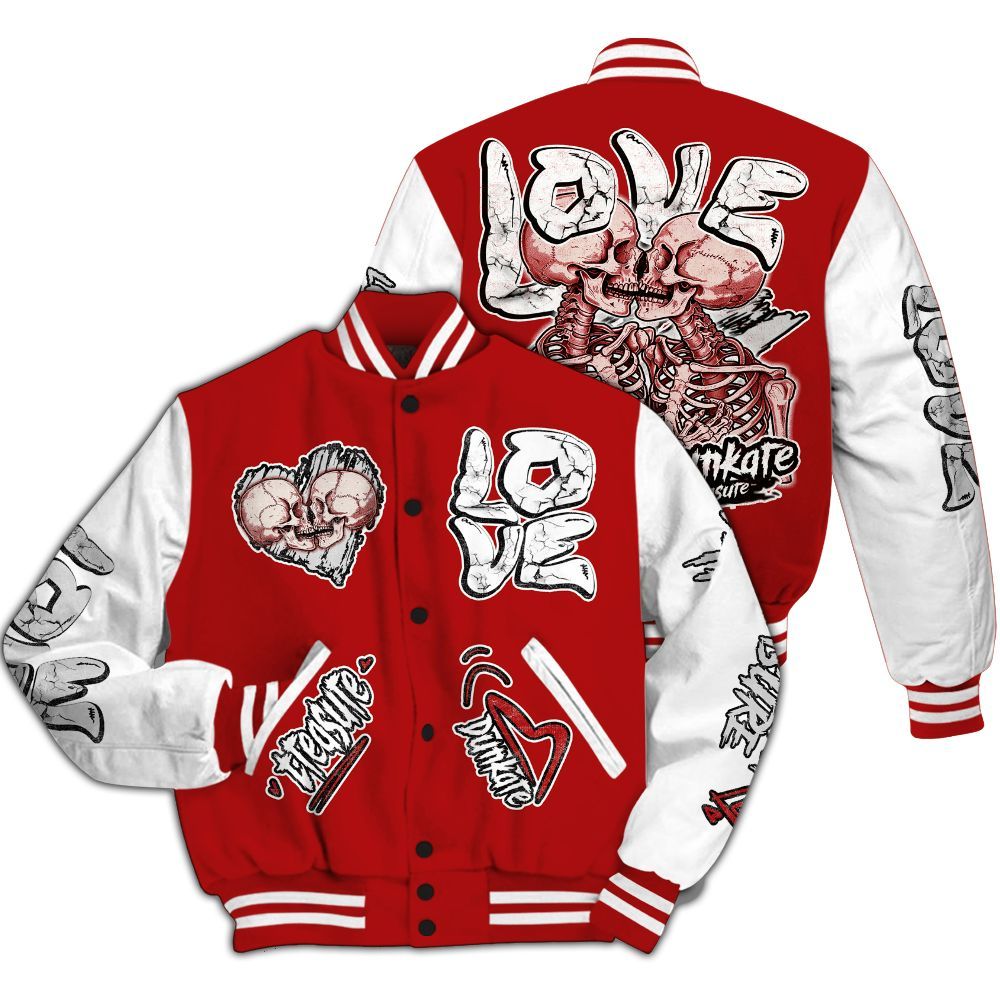 Varsity Jacket To Match Red Taxi 12s - Skull Bear All Over Print