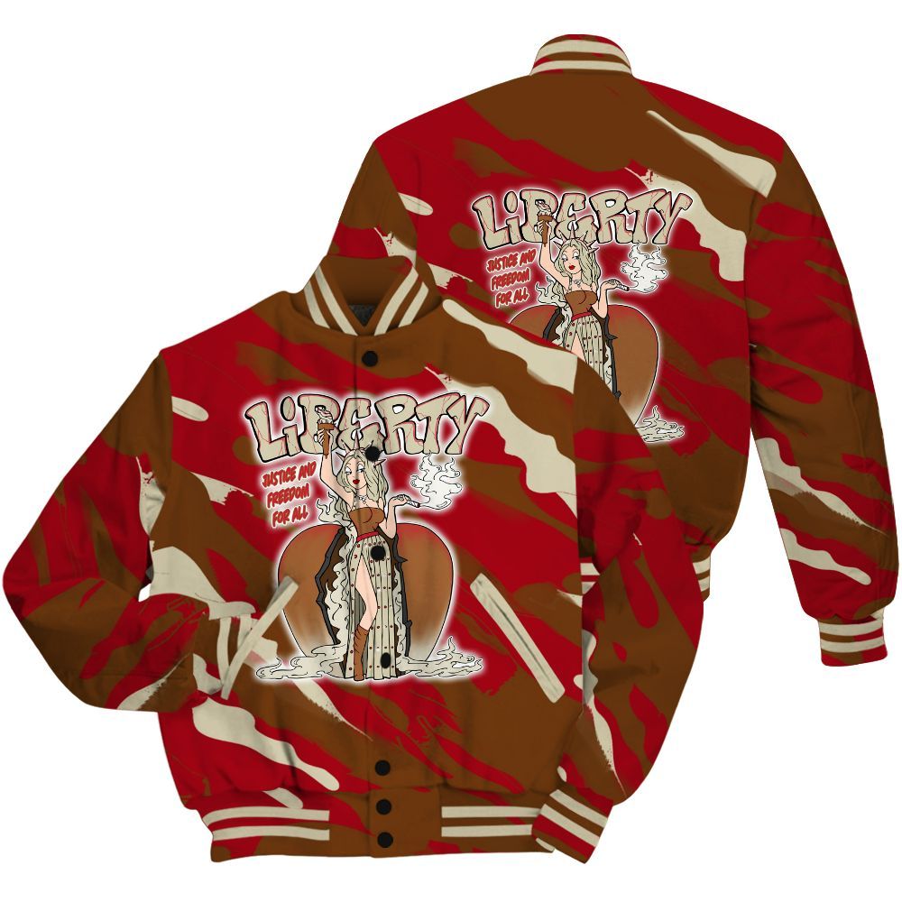 Varsity Jacket To Match Archaeo Brown 5s Shirt - Midwest Cartoon Colored All Over Print