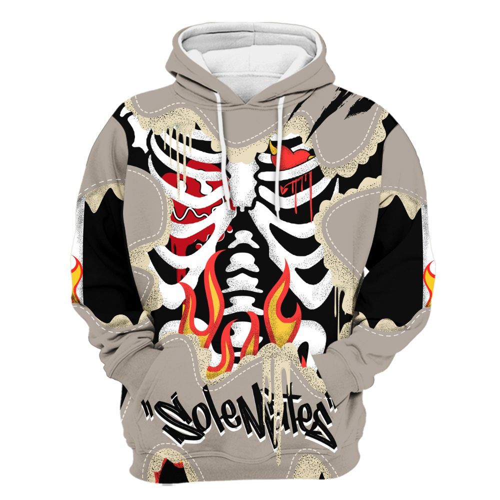 Hoodie To Match El Grito 5s - Skeleton Burning Heart Drip All Over Print