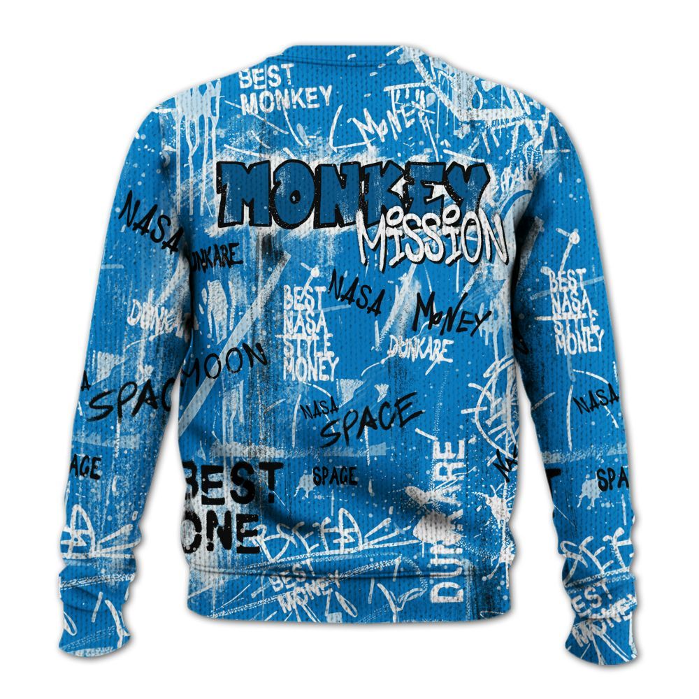 Knitted Sweater To Match Industrial Blue 4s - Monkey Misson Space Military Blue 4s