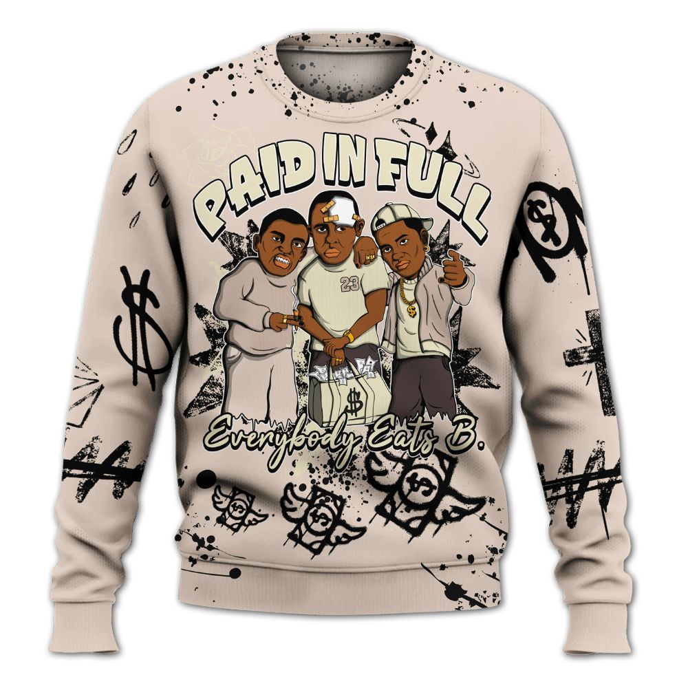 Sweatshirt To Match A Ma Maniere X Fossil Stone 4s - Everybody Paid In Full Crayon All Over Print