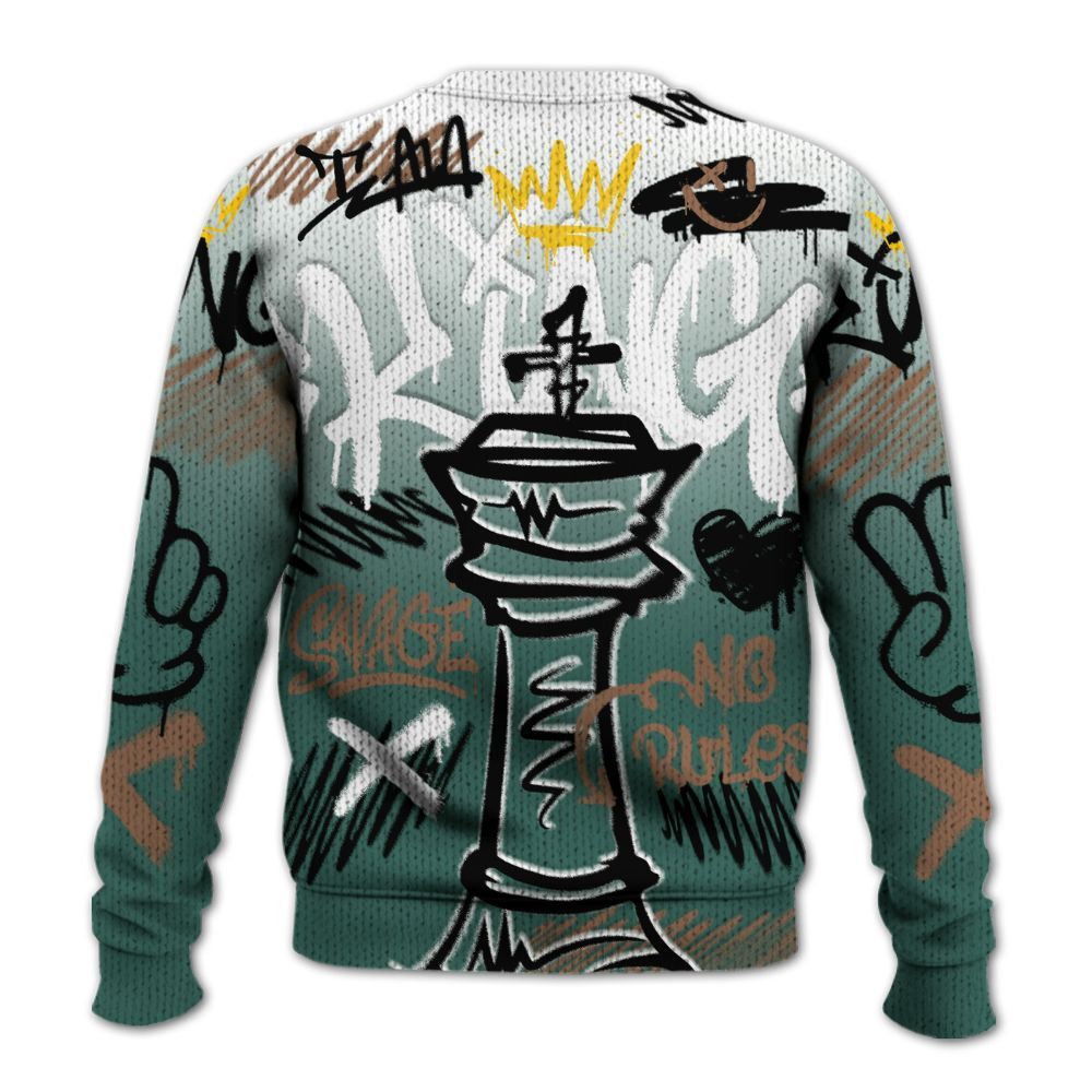 Knitted Sweater To Match Low OG Oxidized Green 1s - Street King Chess Streetwear
