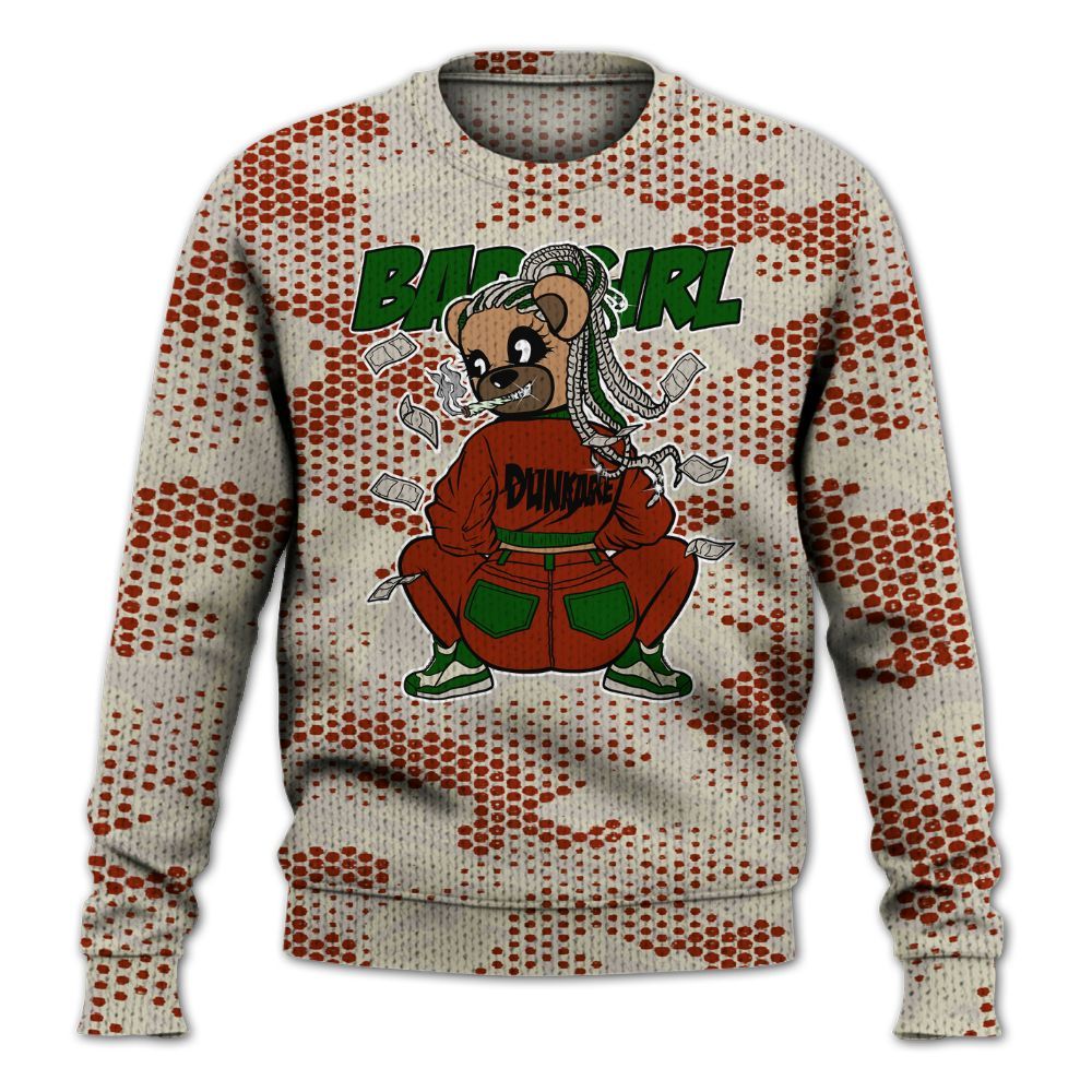 Knitted Sweater To Match El Grito 5s - Rebellious Girl Bear Banknotes Art