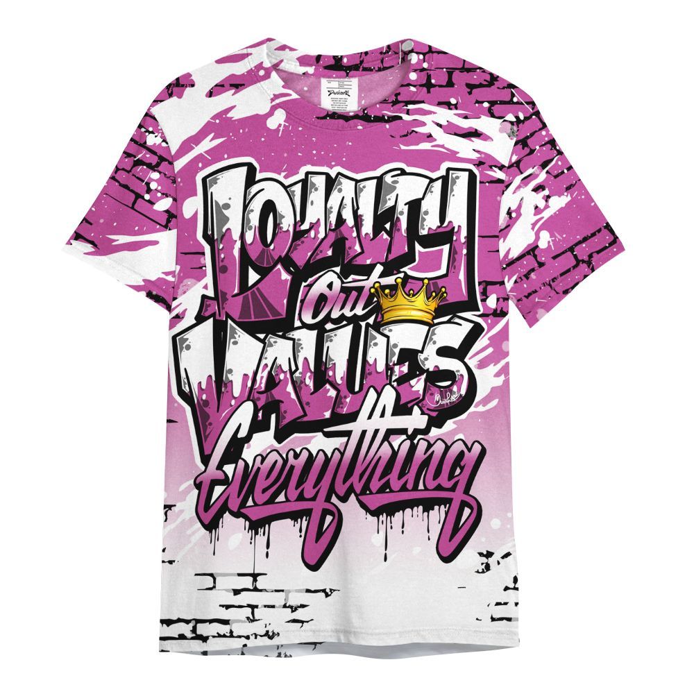 Shirt To Match Dunk Low Active Fuchsia - Values Of Loyalty Drip All Over Print