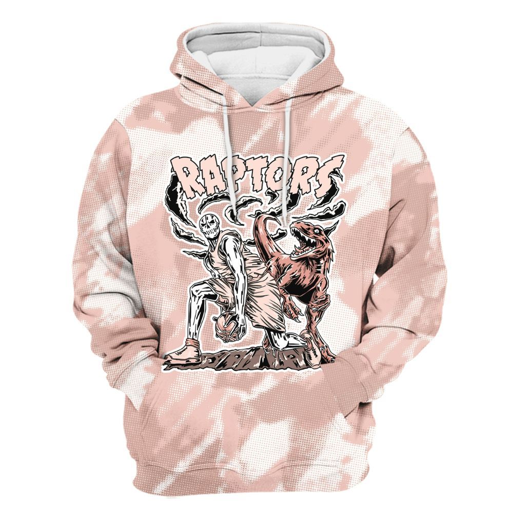Hoodie To Match Low Legend Pink 11s - Raptors Skeleton Abstract Halftone All Over Print
