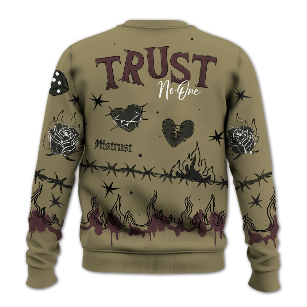 Sweatshirt To Match Black Olive 7s - Trust No One Snake-Bite Doodle Crayon All Over Print