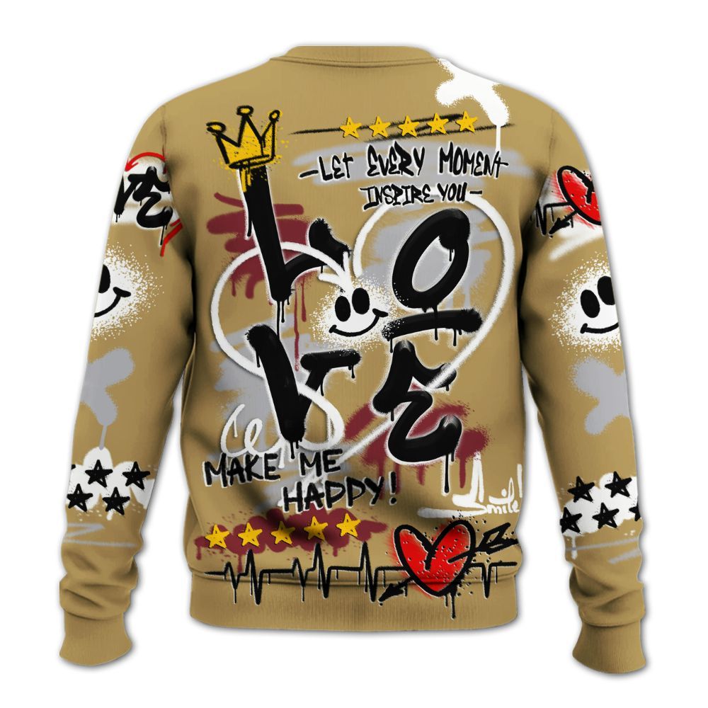 Sweatshirt To Match Kobe 4 Gold Medal - Happy Love Beats Graffiti Streetwear All Over Print