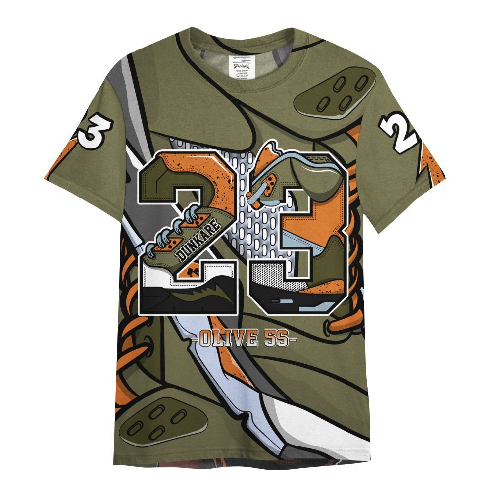 Shirt To Match Olive 5s - Number 23 Style 5s All Over Print