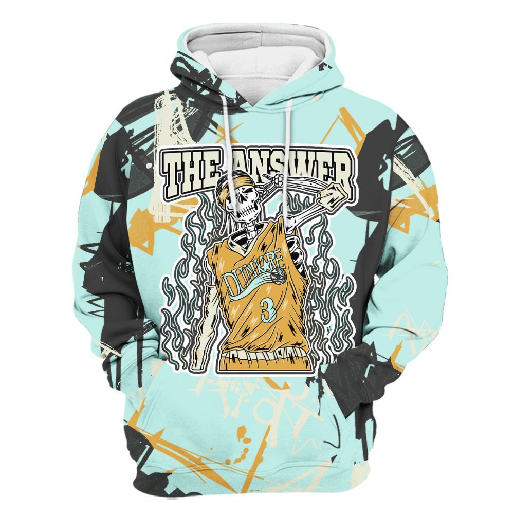 Hoodie To Match Pure Platinum 4s - Allen Answer Skeleton Messyz All Over Print