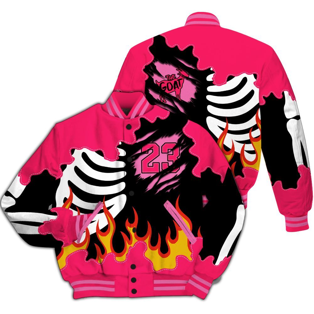Varsity Jacket To Match Air VaporMax Plus Triple Pink - Burning Skeleton 23 G.O.A.T All Over Print