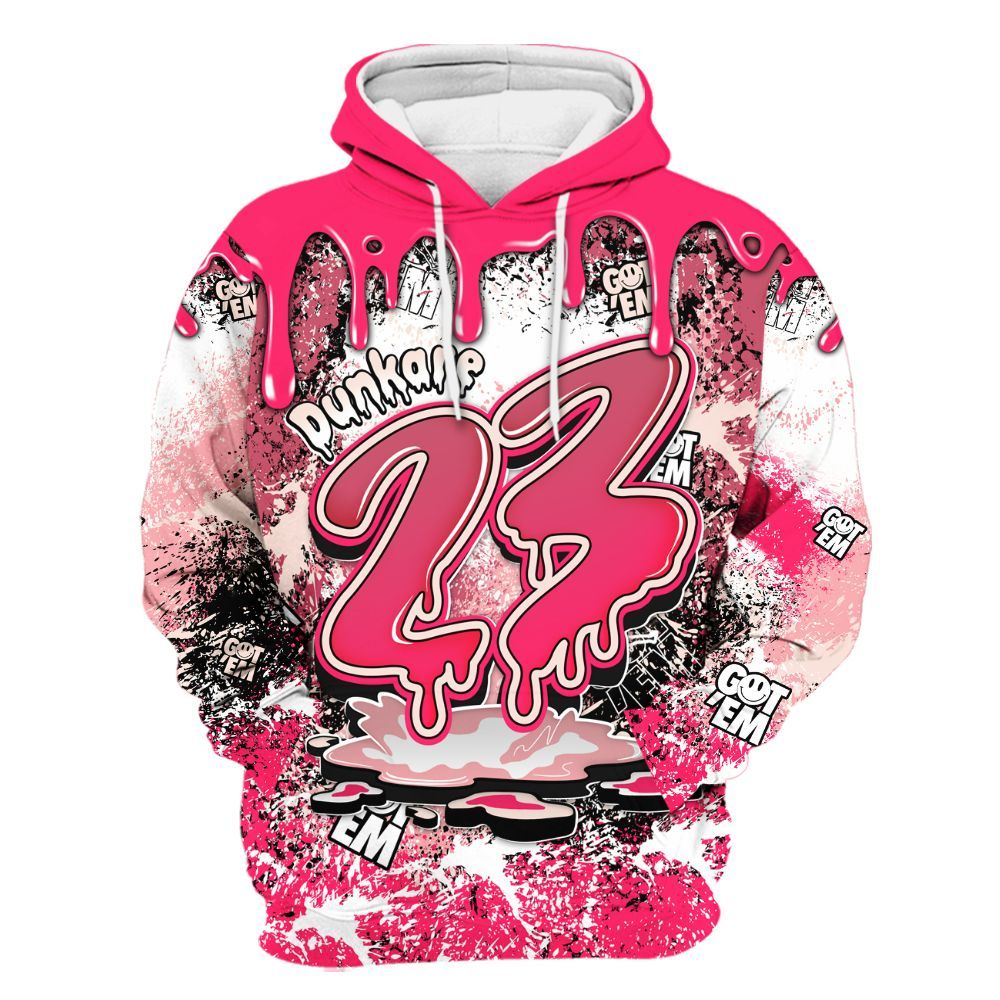 Hoodie To Match A'One Hyper Pink Shirt, Dripping 23 Drip All Over Print