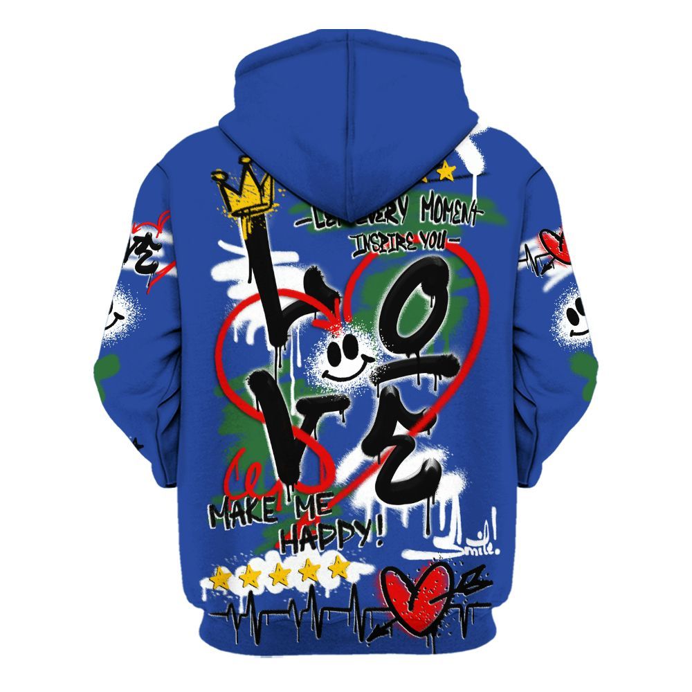 Hoodie To Match Dunk Low Tennis Classic - Happy Love Beats Graffiti Streetwear All Over Print
