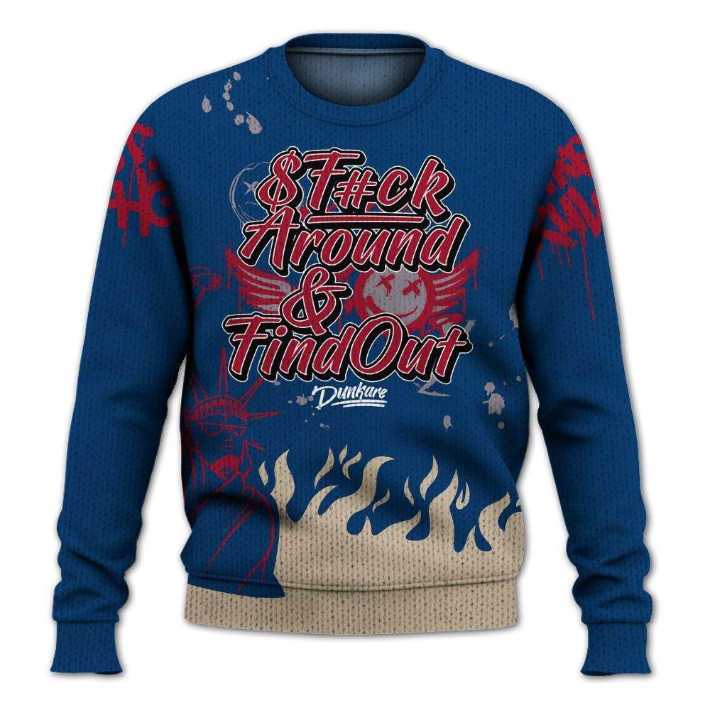 Knitted Sweater To Match Rare Air 4s - Graphic Fck Around Find Out