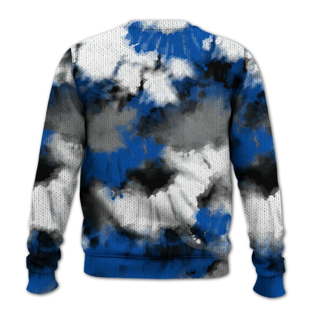 Knitted Sweater To Match Racer Blue 5s - Tie Dye FK Around Find Out