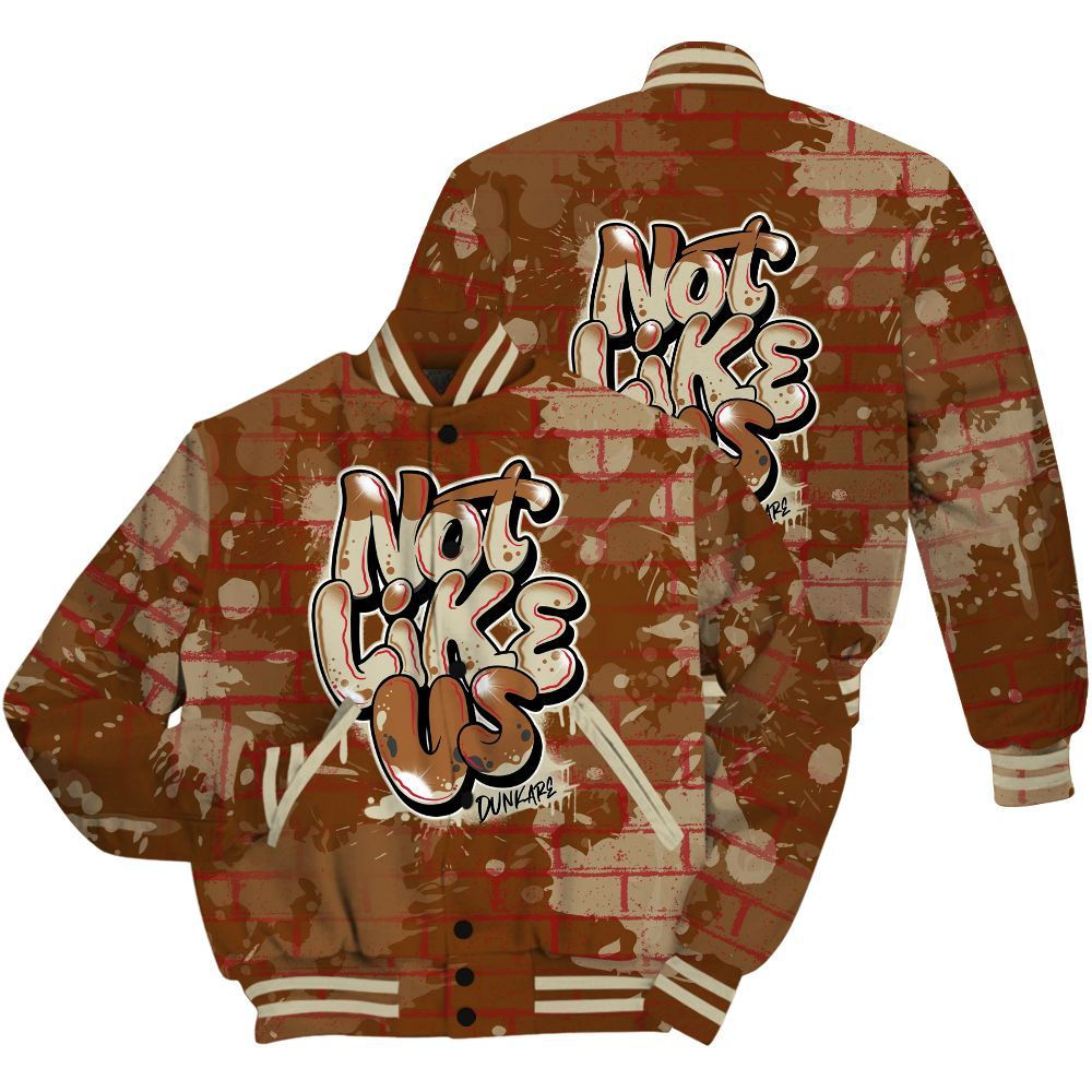 Varsity Jacket To Match Archaeo Brown 5s Shirt - None Like Us Graphic Brick Art All Over Print