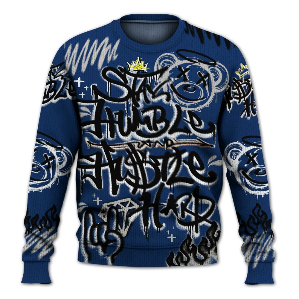 Knitted Sweater To Match High OG Deep Royal Blue 1s - Humble Drip Streetwear Graffity