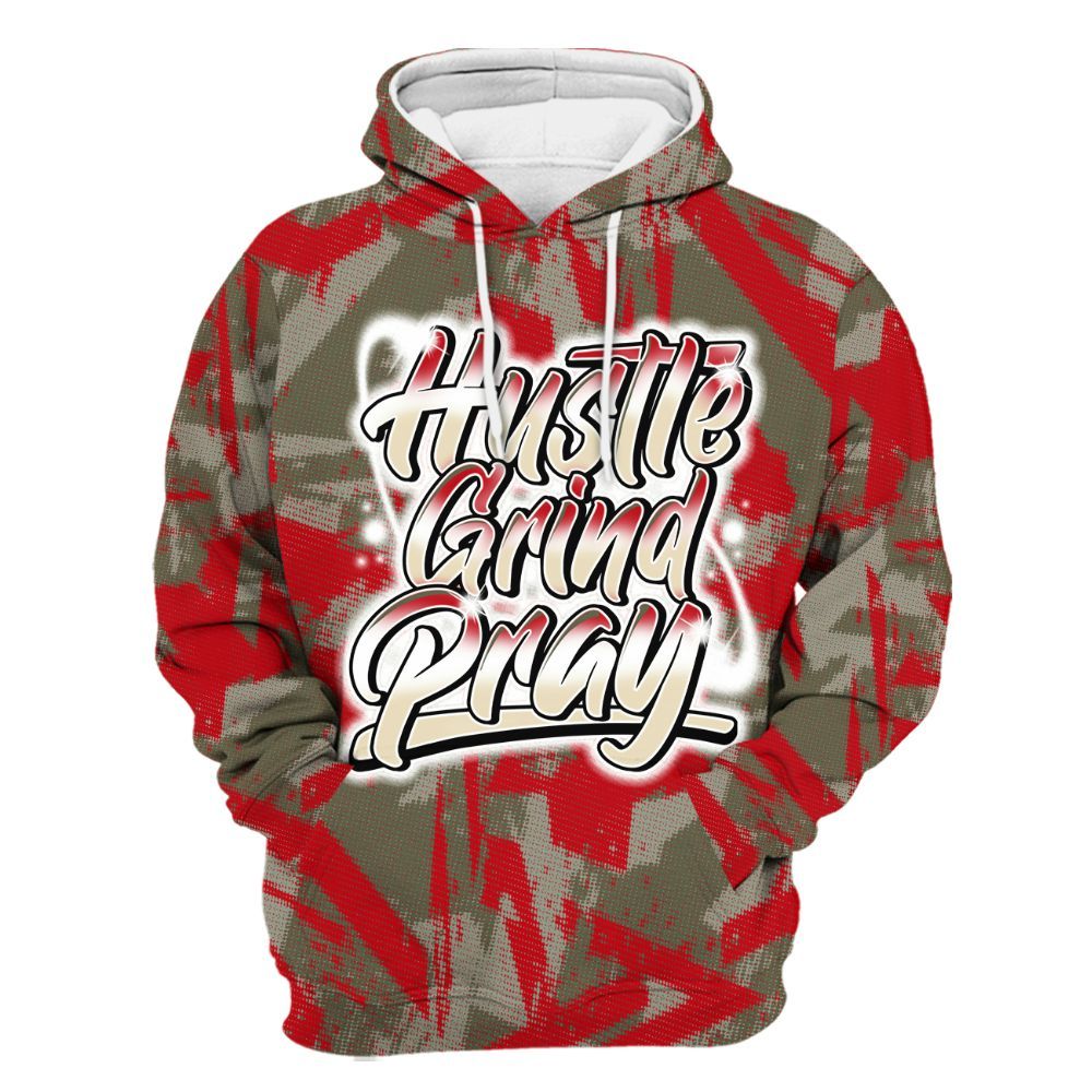 Hoodie To Match Low OG Medium Olive 1s - Hustles And Prayer Graphic Halftone All Over Print