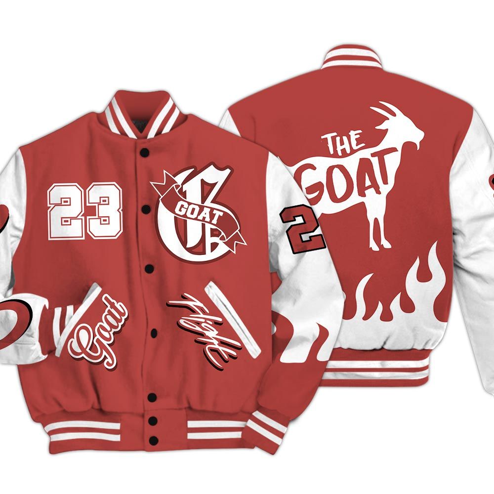 Varsity Jacket To Match Dune Red 13s - The G.O.A.T Flight Streetwear Baseball Varsity Jacket Unisex Outfit
