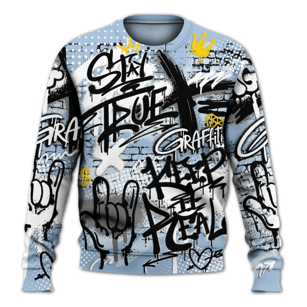 Sweatshirt To Match High University Blue 1s - True It Real Graffiti Streetwear All Over Print