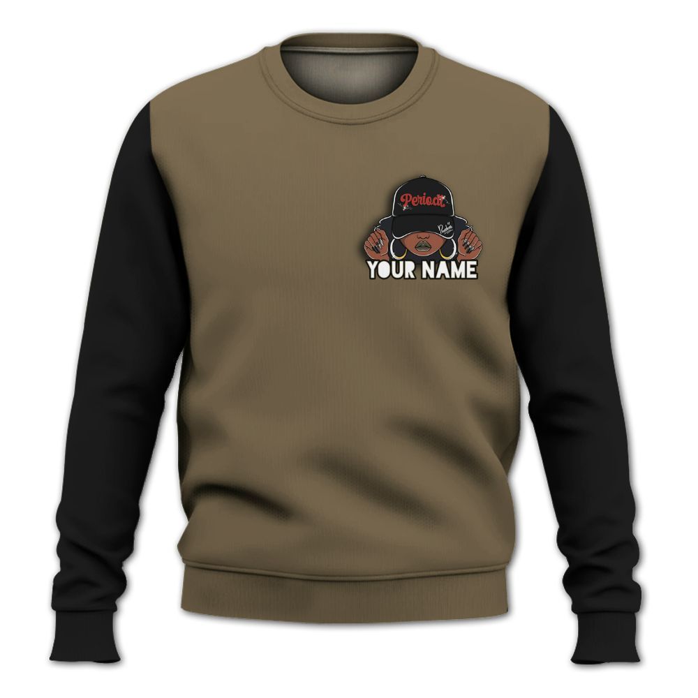 Sweatshirt To Match Olive 9s - Custom Name Black Girl All Over Print