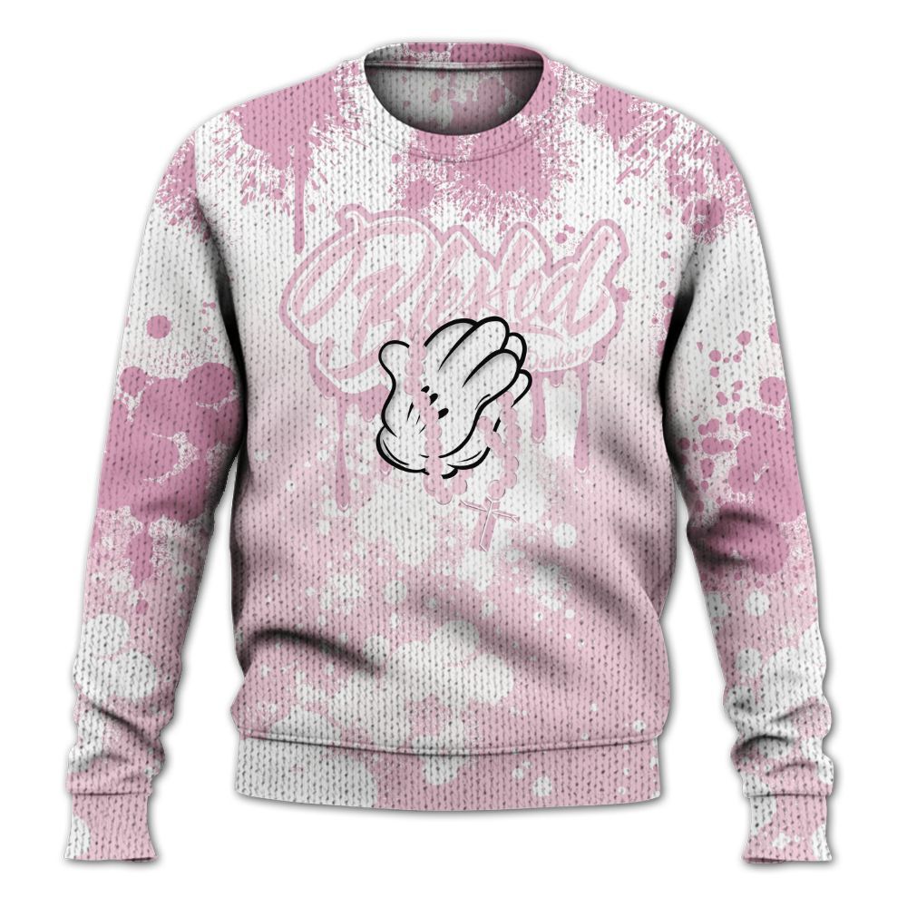 Knitted Sweater To Match Orchid 4s - God Blessed Ink Drip