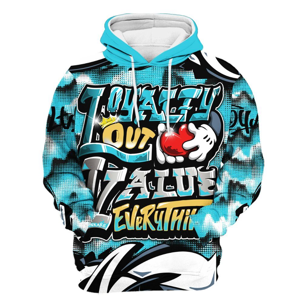 Hoodie To Match Retro Gamma Blue 11s - Loyalty Out Value Graffiti All Over Print