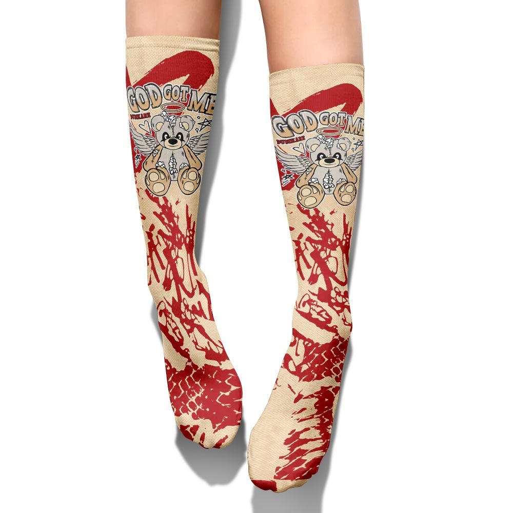 Sock To Match Dunk Low Strawberry Waffle - Gods Guides Me Bear Heart Grunge